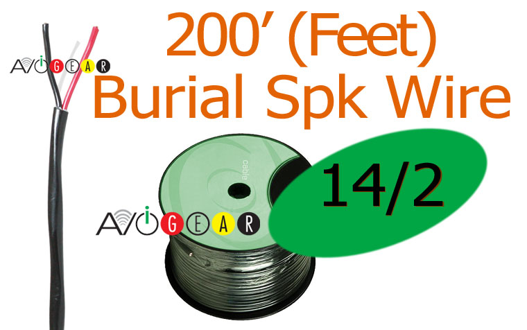 200 ft Direct Burial Outdoor Copper Speaker Wire 14awg  
